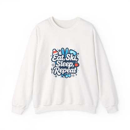 Unisex Heavy Blend™ mw2113 | Eat Ski Sleep Repeat Sweatshirt – Funny Skiing Winter Crewneck, Cozy Snow Sports Gift for Ski Lovers