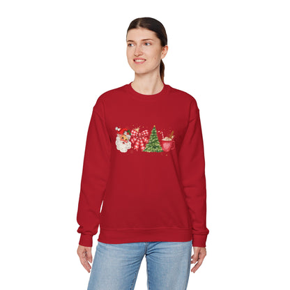 Unisex Heavy Blend™ mw2050 | Vintage Christmas Sweatshirt – Retro Santa Tree Hot Cocoa Pullover, Festive Holiday Crewneck Sweater