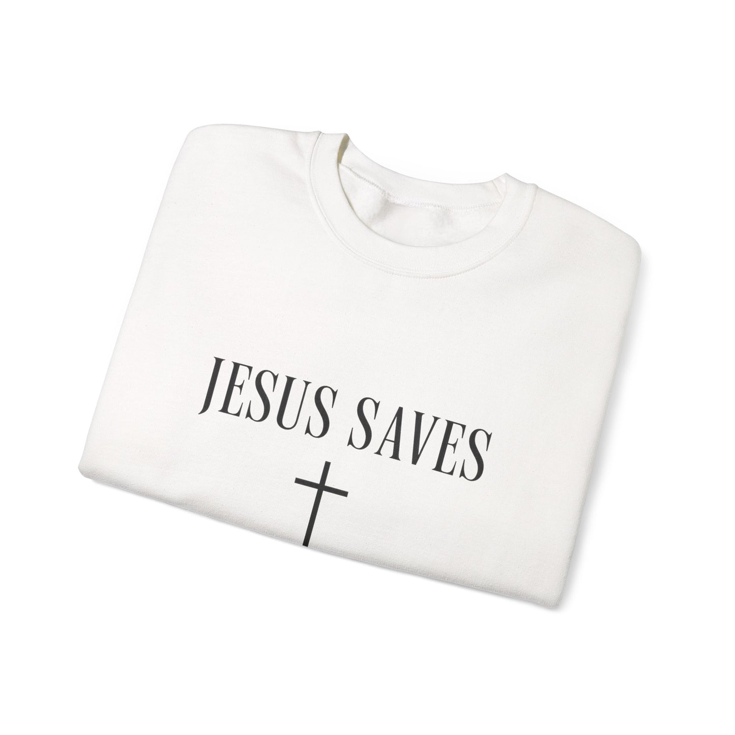Unisex Heavy Blend™ Jesus Saves Christian Sweatshirt – Faith Cross Crewneck | Inspirational Religious Gift | mw2001