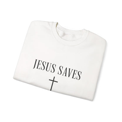 Unisex Heavy Blend™ Jesus Saves Christian Sweatshirt – Faith Cross Crewneck | Inspirational Religious Gift | mw2001
