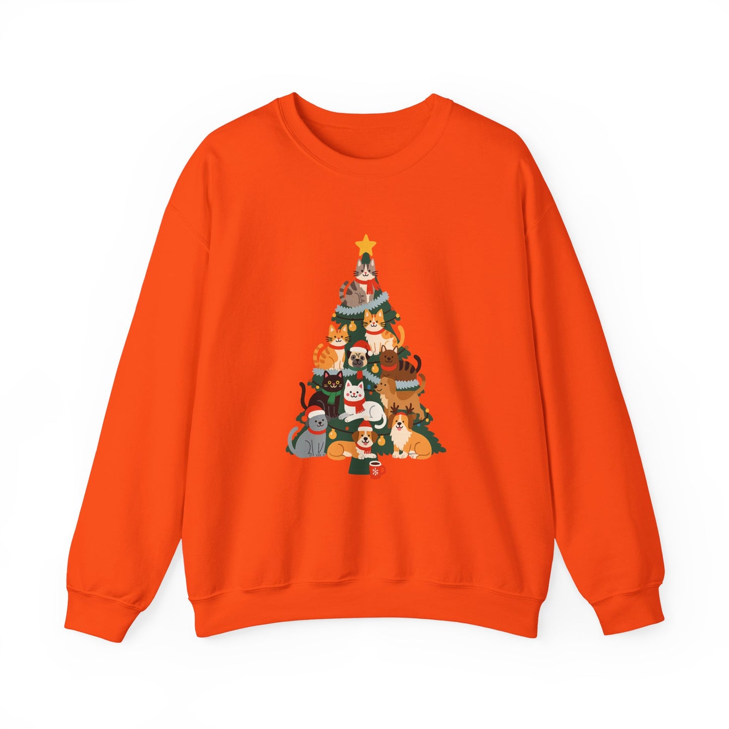 Unisex Heavy Blend™ mw2078 | Cat Christmas Tree Sweatshirt – Funny Holiday Cat Lover Crewneck, Cute Kitty Xmas Pullover Sweater