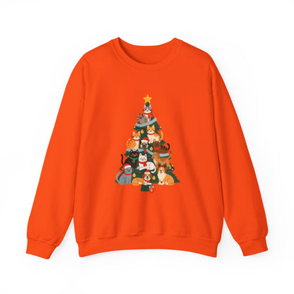 Unisex Heavy Blend™ mw2078 | Cat Christmas Tree Sweatshirt – Funny Holiday Cat Lover Crewneck, Cute Kitty Xmas Pullover Sweater