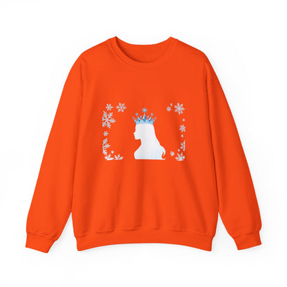 Unisex Heavy Blend™ mw2140 | Ice Queen Silhouette Sweatshirt – Elegant Snowflake Winter Crown Crewneck, Cozy Holiday Gift