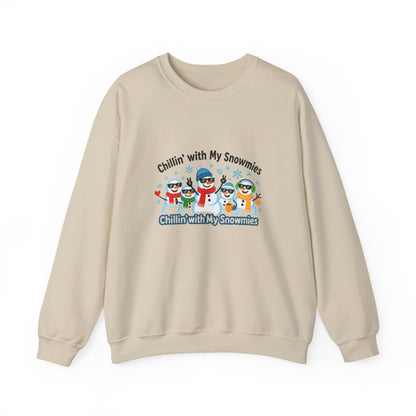 Unisex Heavy Blend™ mw2108 | Chillin’ With My Snowmies Christmas Sweatshirt – Funny Snowman Holiday Crewneck, Cute Winter Xmas Gift