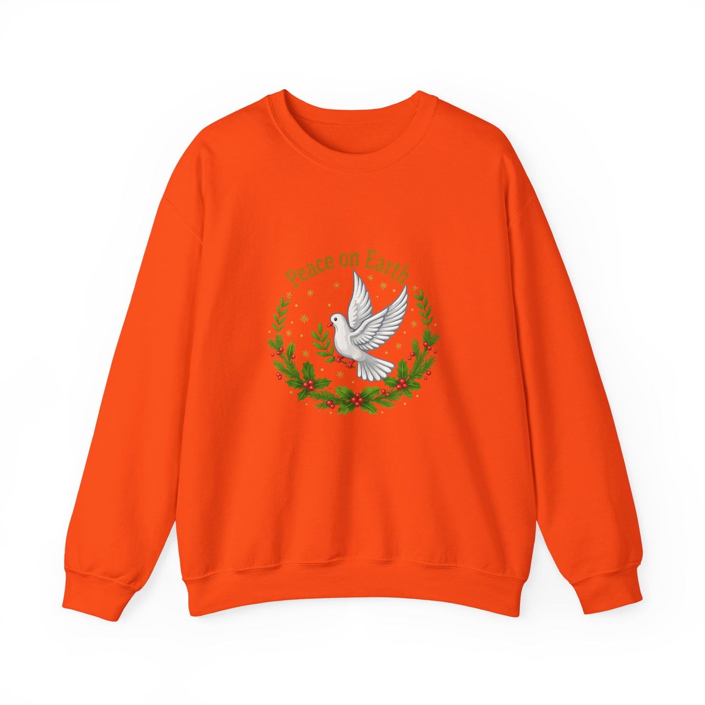Unisex Heavy Blend™ mw2081 | Peace on Earth Dove Christmas Sweatshirt – Holiday Wreath Pullover, Festive Winter Sweater Gift