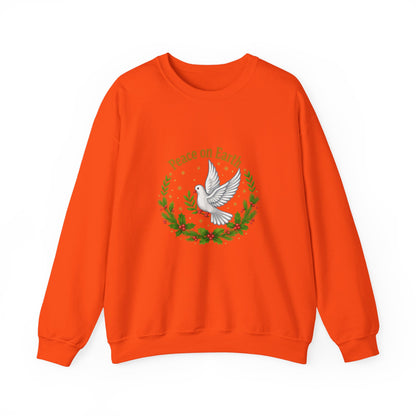 Unisex Heavy Blend™ mw2081 | Peace on Earth Dove Christmas Sweatshirt – Holiday Wreath Pullover, Festive Winter Sweater Gift
