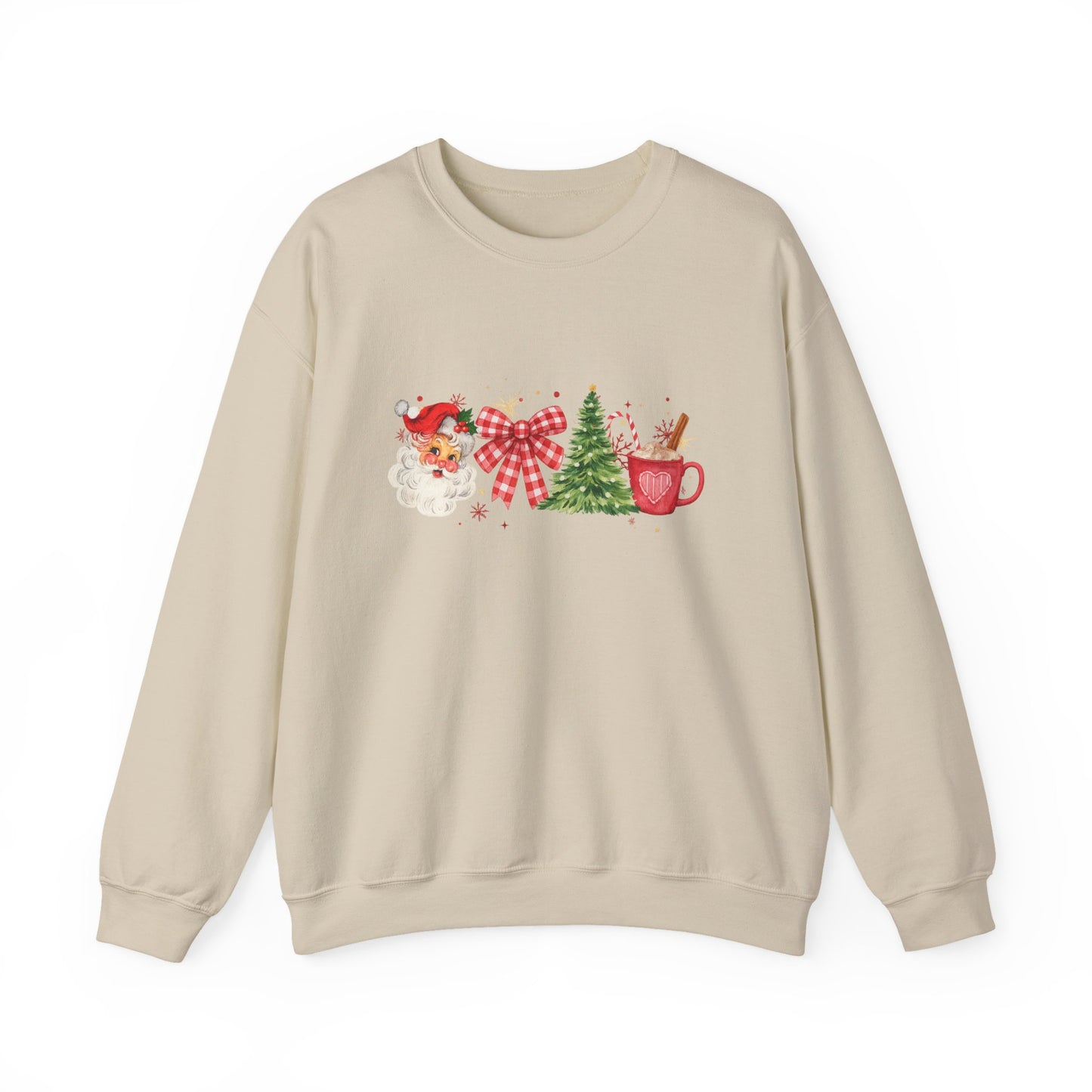Unisex Heavy Blend™ mw2050 | Vintage Christmas Sweatshirt – Retro Santa Tree Hot Cocoa Pullover, Festive Holiday Crewneck Sweater