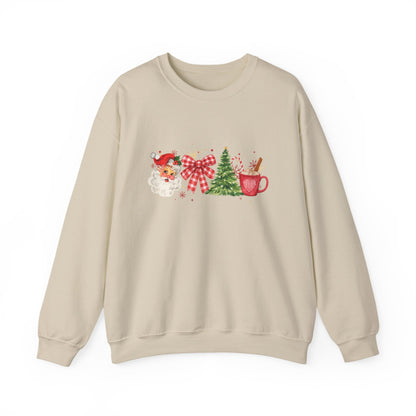 Unisex Heavy Blend™ mw2050 | Vintage Christmas Sweatshirt – Retro Santa Tree Hot Cocoa Pullover, Festive Holiday Crewneck Sweater