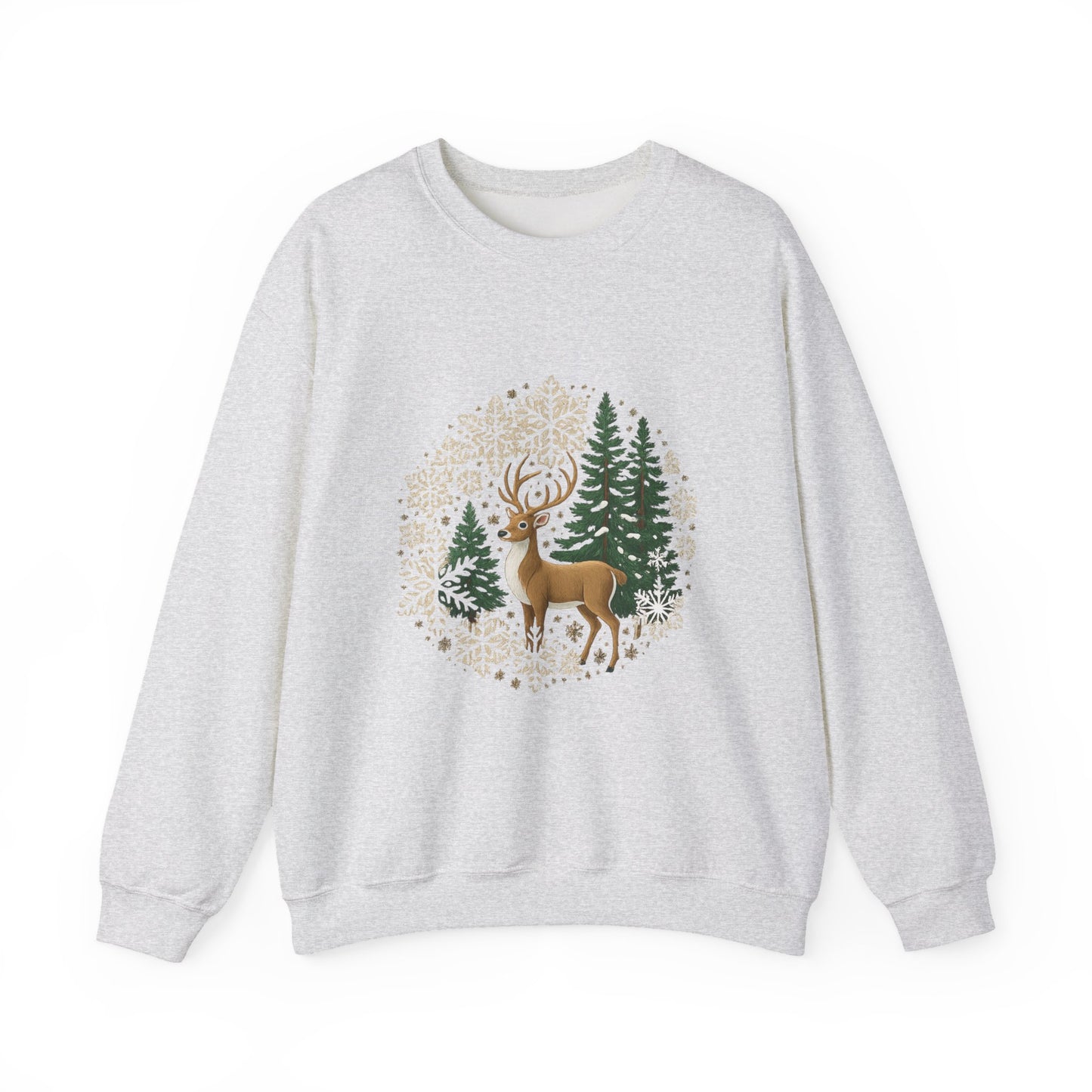 Unisex Heavy Blend™ mw2055 | Reindeer Snowflake Christmas Sweatshirt – Festive Winter Deer Crewneck, Holiday Pullover Sweater