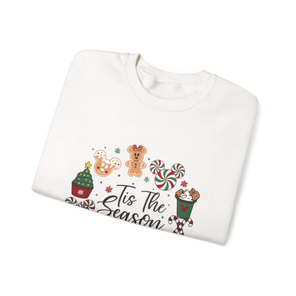 Unisex Heavy Blend™ mw2034 | Tis The Season Christmas Sweatshirt – Cute Gingerbread & Candy Holiday Crewneck | Cozy Unisex Winter Gift