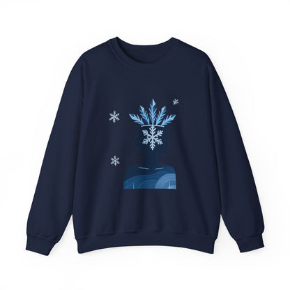Unisex Heavy Blend™ mw2139 | Ice Queen Silhouette Sweatshirt – Elegant Snowflake Winter Crown Crewneck, Cozy Holiday Gift