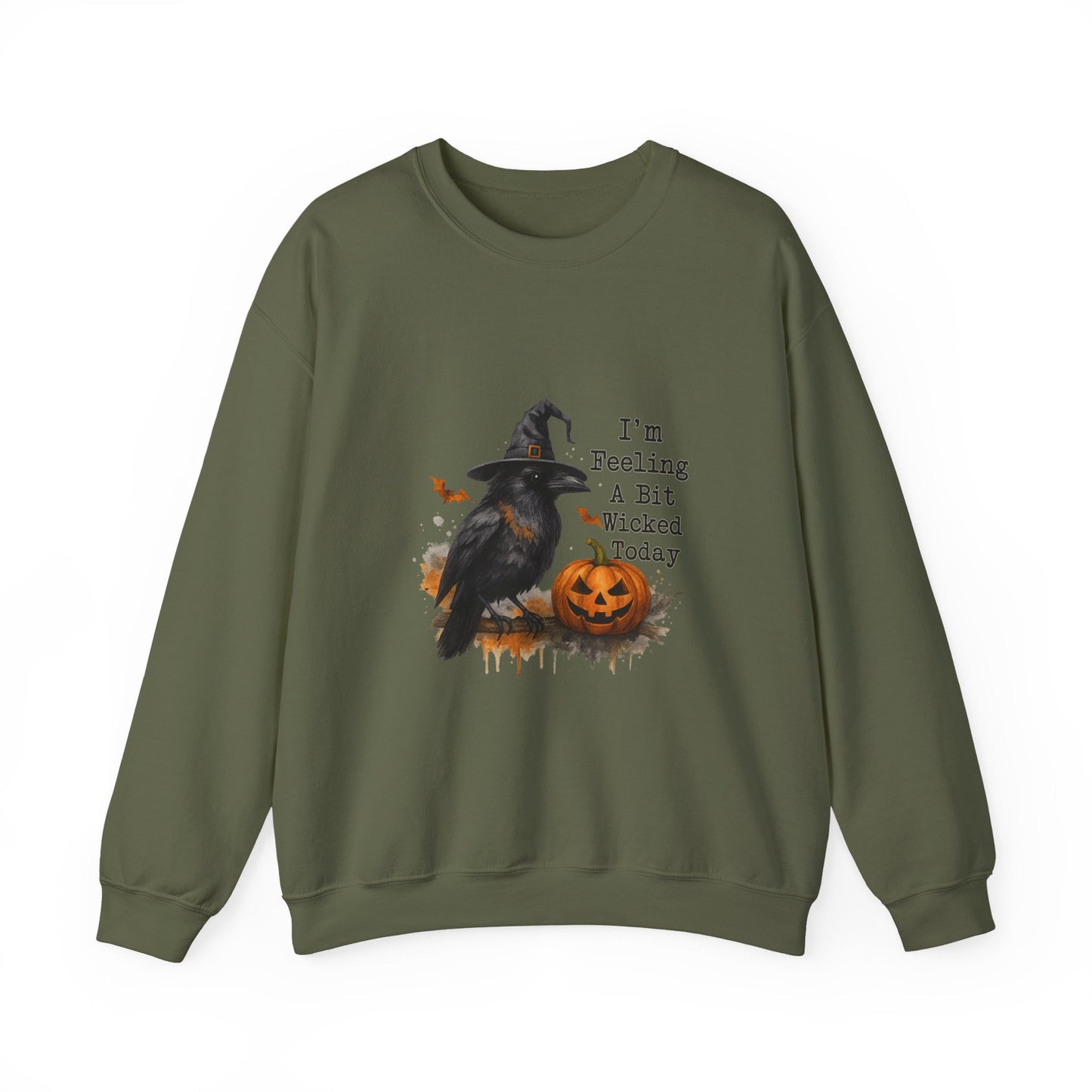 Unisex Heavy Blend™ Halloween Raven Sweatshirt – I’m Feeling Wicked Pumpkin Witch Design | mw1005