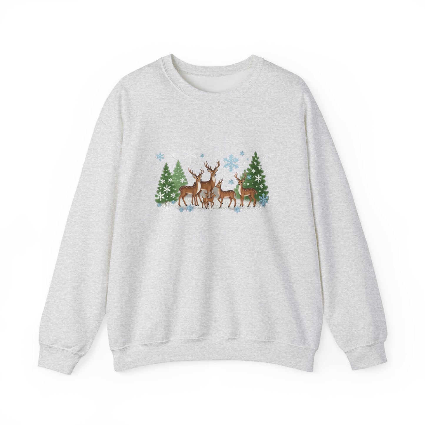 Unisex Heavy Blend™ mw2053 | Reindeer Family Christmas Sweatshirt – Festive Winter Deer Crewneck, Holiday Snowflake Pullover Sweater