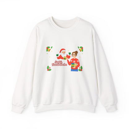 Unisex Heavy Blend™ mw2080 | Santa’s Favorite Teacher Christmas Sweatshirt – Cute Holiday Gift for Teachers, Festive School Pullover Sweater