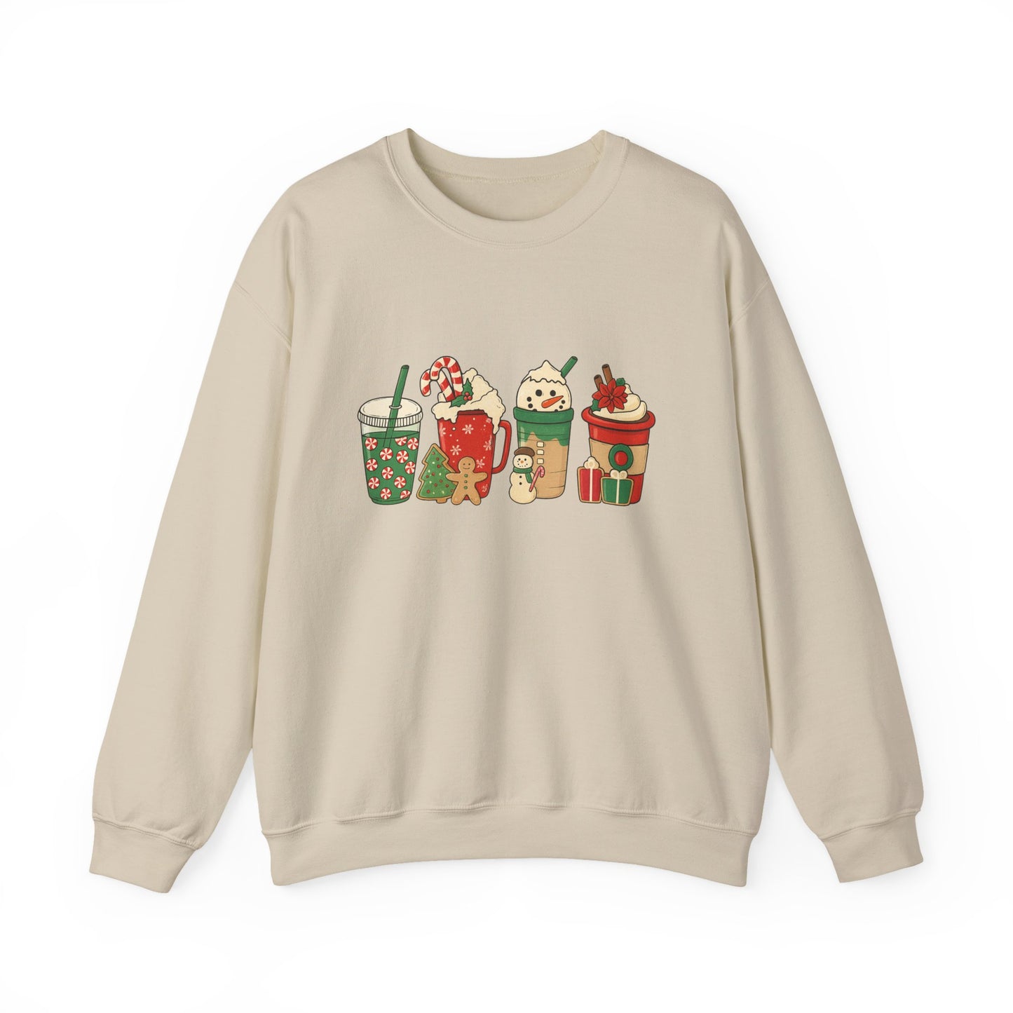 Unisex Heavy Blend™ mw2031 | Christmas Drinks Sweatshirt – Festive Coffee & Hot Cocoa Holiday Crewneck | Cozy Unisex Winter Gift