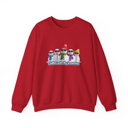 Unisex Heavy Blend™ mw2109 | Chillin’ With My Snowmies Christmas Sweatshirt – Funny Snowman Holiday Crewneck, Cute Winter Xmas Gift