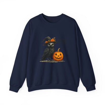 Unisex Heavy Blend™ Tonight We Fly Halloween Sweatshirt – Witchy Raven & Pumpkin Design | mw1007