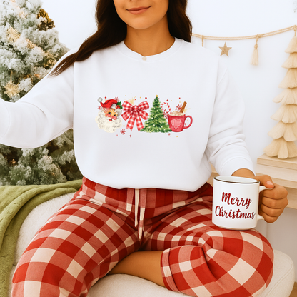 Unisex Heavy Blend™ mw2050 | Vintage Christmas Sweatshirt – Retro Santa Tree Hot Cocoa Pullover, Festive Holiday Crewneck Sweater
