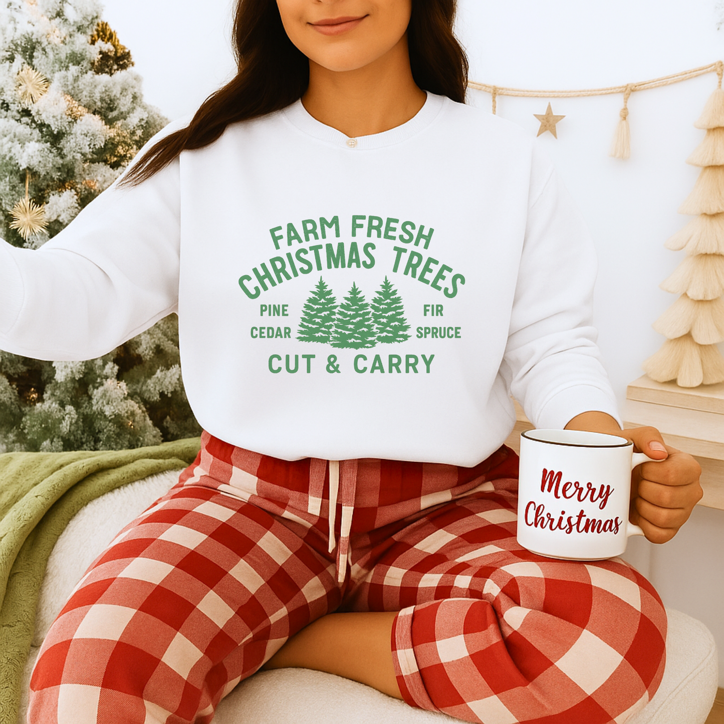 Unisex Heavy Blend™ mw2024 | Farm Fresh Christmas Trees Sweatshirt – Rustic Holiday Pine & Fir Crewneck | Vintage Unisex Winter Gift