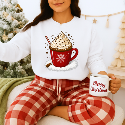 Unisex Heavy Blend™ mw2056 | Hot Cocoa Christmas Sweatshirt – Festive Holiday Mug Crewneck, Winter Hot Chocolate Pullover Sweater