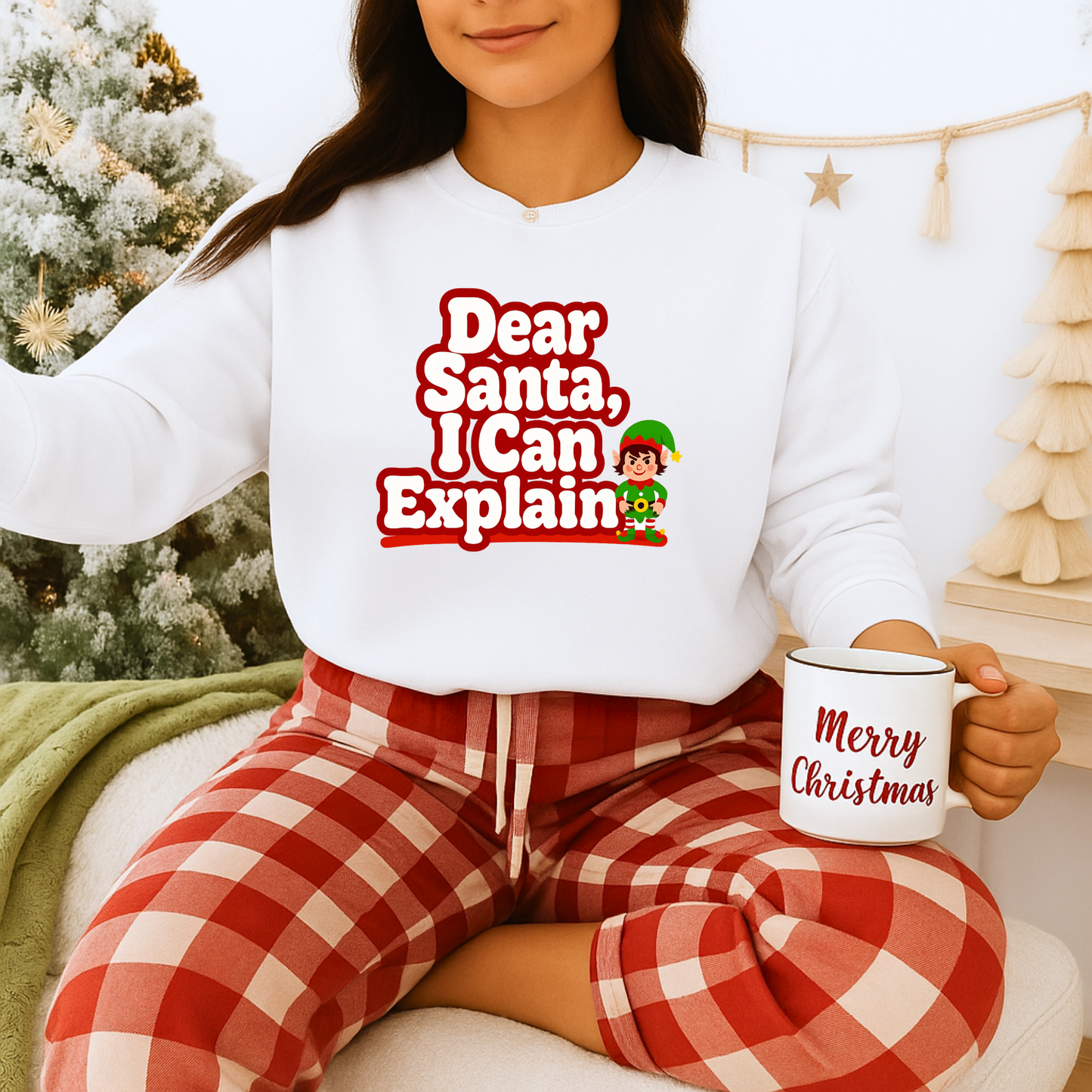 Unisex Heavy Blend™ mw2073 | Dear Santa I Can Explain Sweatshirt – Funny Christmas Elf Crewneck, Cute Holiday Pullover Sweater Gift