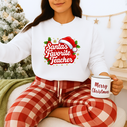 Unisex Heavy Blend™ mw2089 | Santa’s Favorite Teacher Sweatshirt – Cute Christmas Gift for Teachers, Holiday Pullover