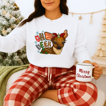 Unisex Heavy Blend™ mw2017 | Oh Deer Christmas Sweatshirt – Funny Reindeer Holiday Crewneck | Cute Unisex Winter Gift