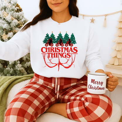 Unisex Heavy Blend™ mw2016 | Christmas Things Sweatshirt – Funny Holiday Crewneck | Cozy Unisex Winter Gift for Stranger Things Fans