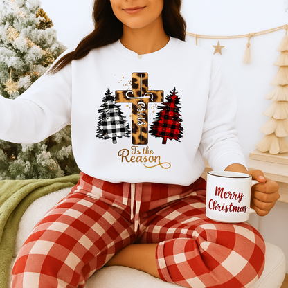 Unisex Heavy Blend™ mw2028 | Jesus Is the Reason Sweatshirt – Christian Christmas Cross Crewneck | Faith Based Unisex Holiday Gift