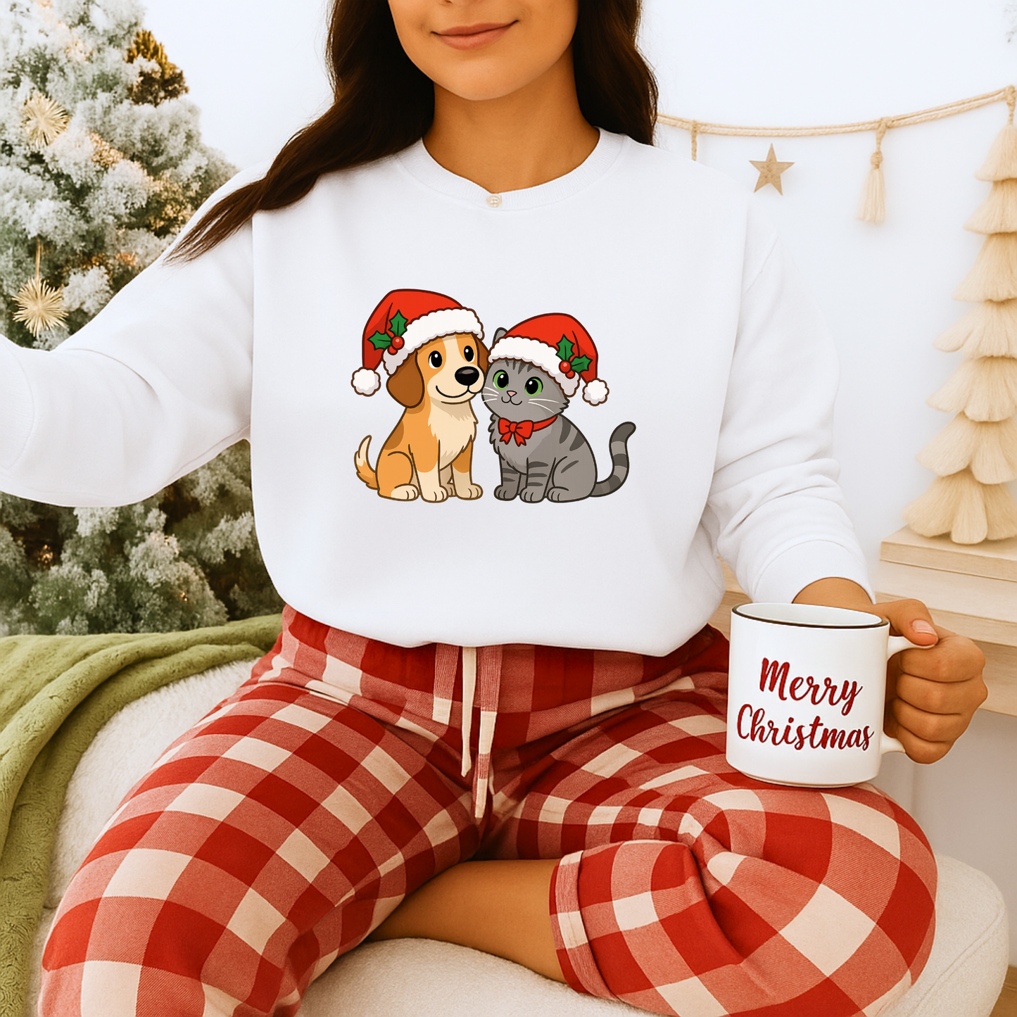 Unisex Heavy Blend™ mw2098 | Santa Paws Dog & Cat Christmas Sweatshirt – Cute Holiday Crewneck, Festive Xmas Gift for Pet Lovers