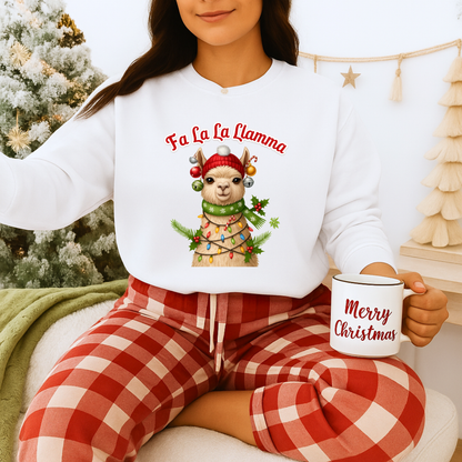 Unisex Heavy Blend™ mw2125 | Fa La La Llama Christmas Sweatshirt – Funny Holiday Llama Crewneck, Cute Festive Xmas Gift