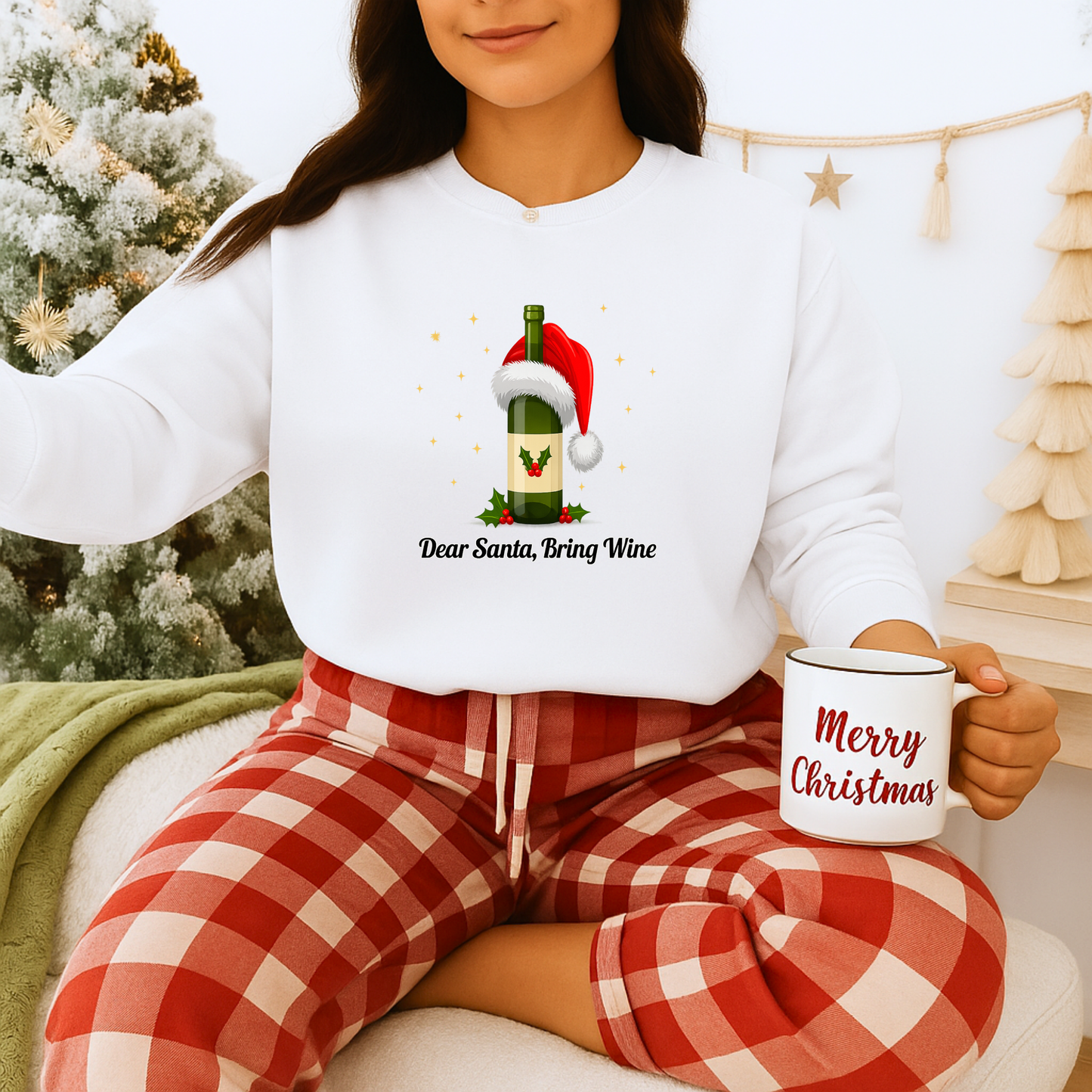 Unisex Heavy Blend™ mw2103 | Dear Santa Bring Wine Christmas Sweatshirt – Funny Holiday Crewneck, Festive Xmas Gift for Wine Lovers