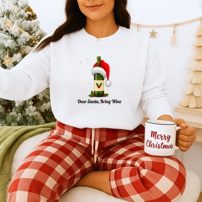 Unisex Heavy Blend™ mw2103 | Dear Santa Bring Wine Christmas Sweatshirt – Funny Holiday Crewneck, Festive Xmas Gift for Wine Lovers