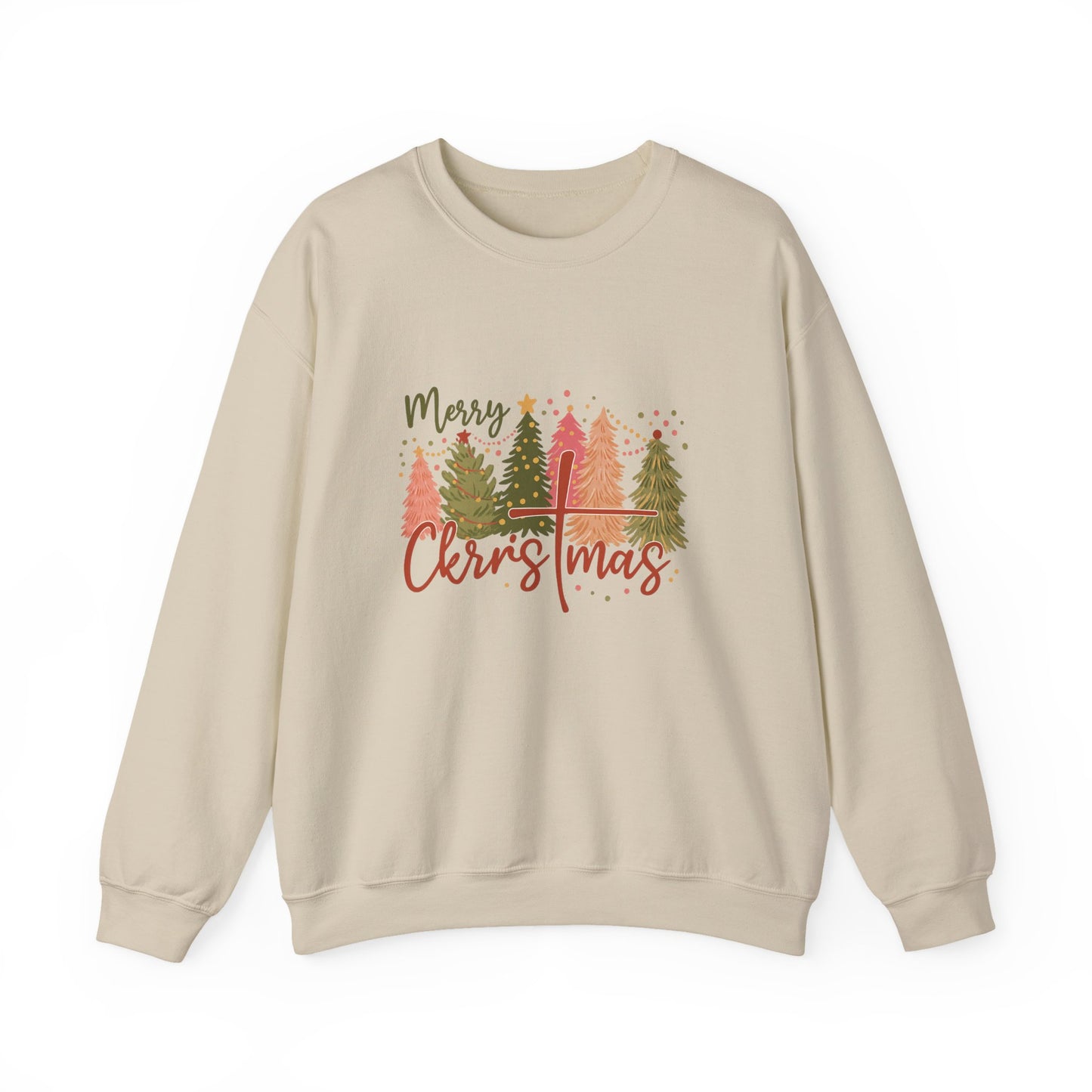 Unisex Heavy Blend™ mw2042 | Merry Christmas Sweatshirt – Faith Cross Holiday Crewneck, Christian Christmas Pullover, Festive Winter Outfit