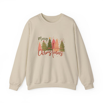 Unisex Heavy Blend™ mw2042 | Merry Christmas Sweatshirt – Faith Cross Holiday Crewneck, Christian Christmas Pullover, Festive Winter Outfit