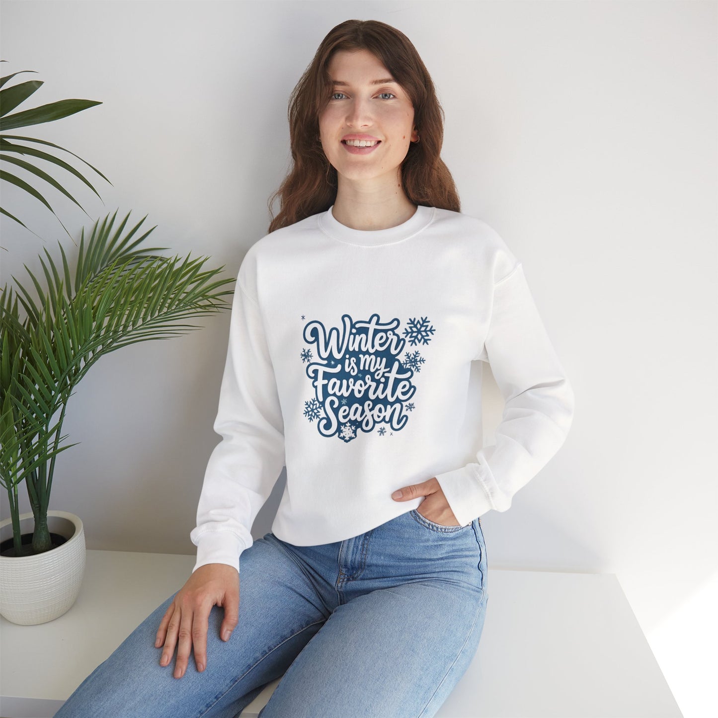 Unisex Heavy Blend™ mw2100 | Winter Is My Favorite Season Sweatshirt – Cozy Snowflake Winter Crewneck, Cute Cold Weather Gift