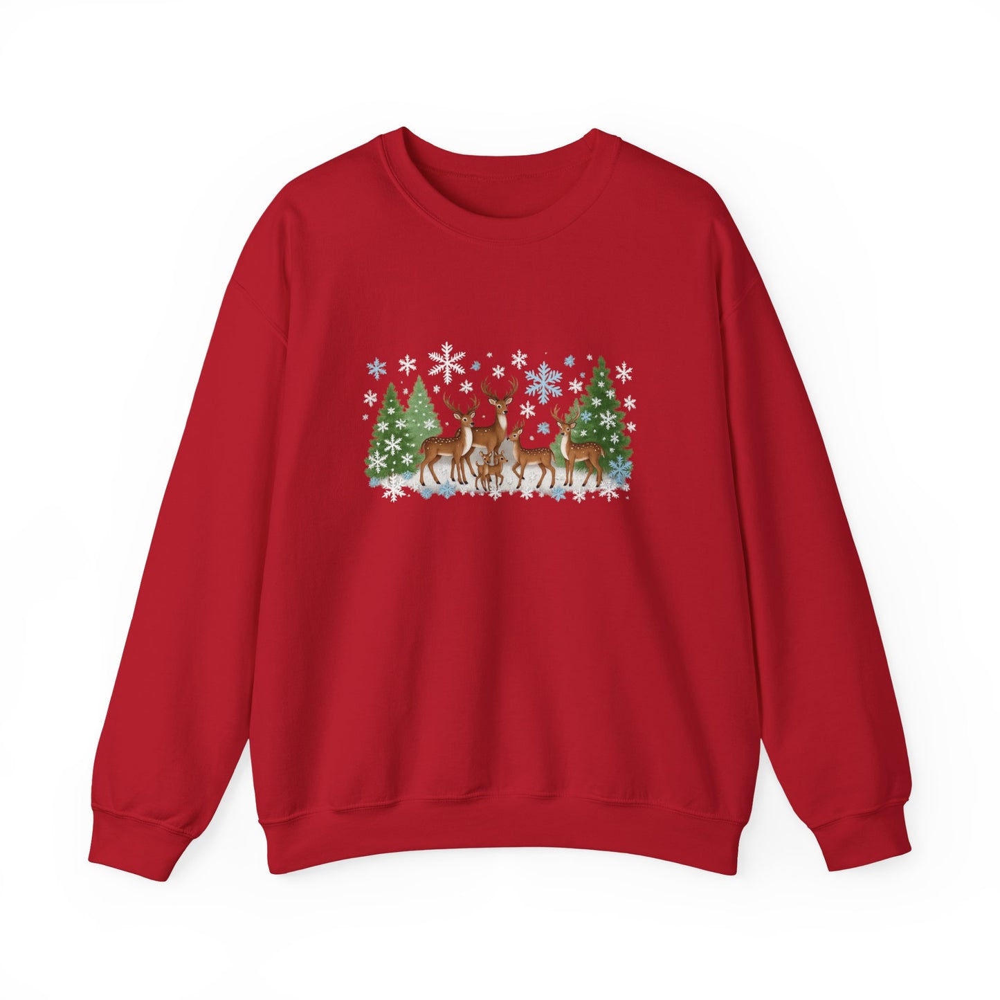 Unisex Heavy Blend™ mw2053 | Reindeer Family Christmas Sweatshirt – Festive Winter Deer Crewneck, Holiday Snowflake Pullover Sweater