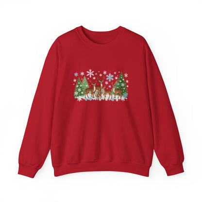 Unisex Heavy Blend™ mw2053 | Reindeer Family Christmas Sweatshirt – Festive Winter Deer Crewneck, Holiday Snowflake Pullover Sweater