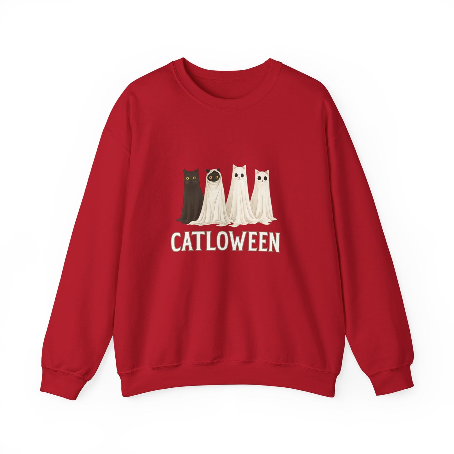 Unisex Heavy Blend™ Catloween Sweatshirt – Cute Ghost Cats Halloween Crewneck | mw1024