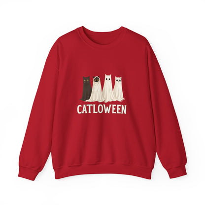 Unisex Heavy Blend™ Catloween Sweatshirt – Cute Ghost Cats Halloween Crewneck | mw1024