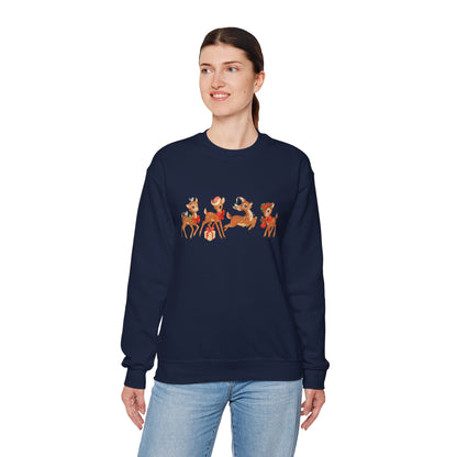 Unisex Heavy Blend™ mw2044 | Vintage Reindeer Christmas Sweatshirt – Cute Retro Deer Holiday Crewneck, Festive Winter Pullover