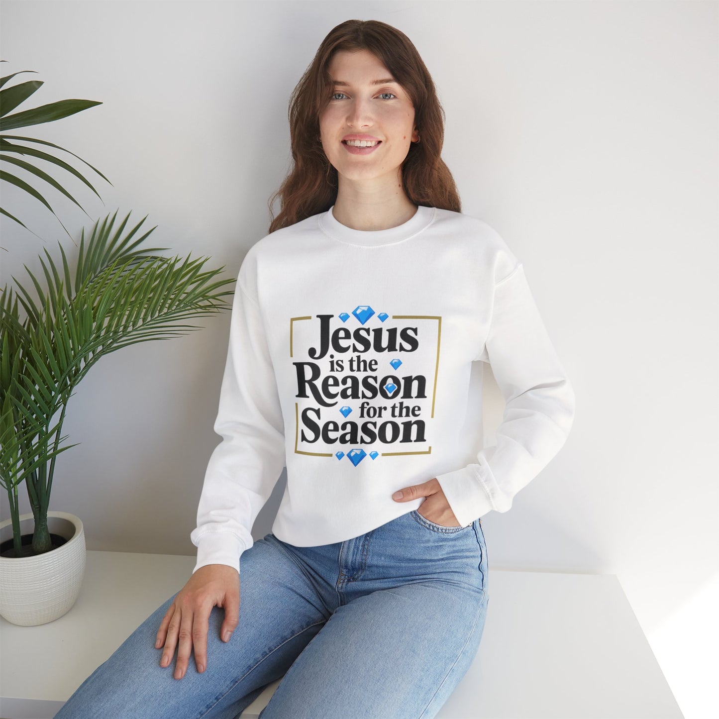 Unisex Heavy Blend™ mw2074 | Jesus Is the Reason for the Season Sweatshirt – Christian Christmas Bible Verse Crewneck, Religious Holiday Pullover