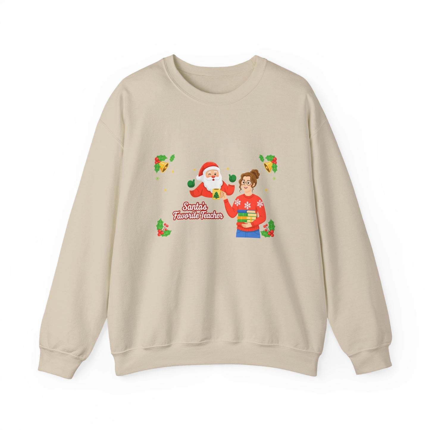 Unisex Heavy Blend™ mw2080 | Santa’s Favorite Teacher Christmas Sweatshirt – Cute Holiday Gift for Teachers, Festive School Pullover Sweater