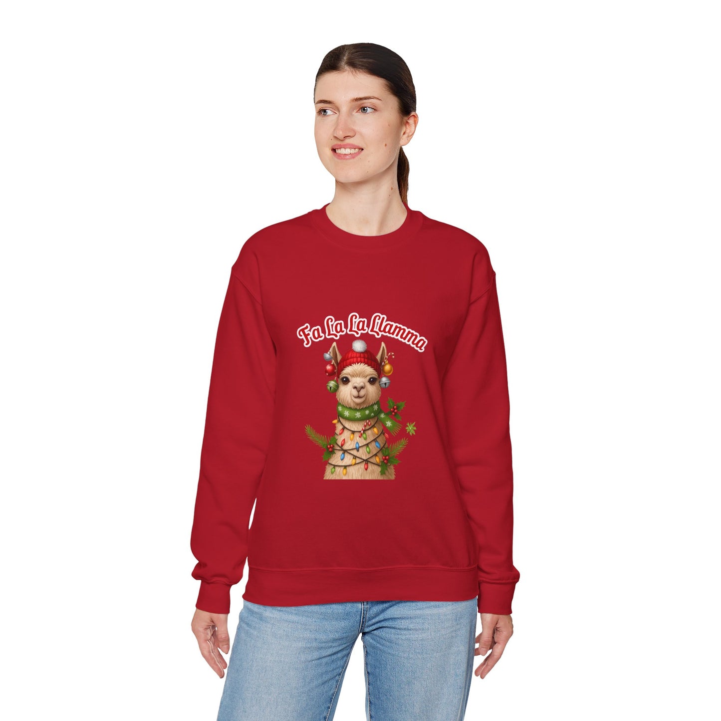 Unisex Heavy Blend™ mw2125 | Fa La La Llama Christmas Sweatshirt – Funny Holiday Llama Crewneck, Cute Festive Xmas Gift