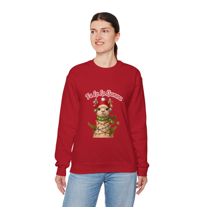 Unisex Heavy Blend™ mw2125 | Fa La La Llama Christmas Sweatshirt – Funny Holiday Llama Crewneck, Cute Festive Xmas Gift