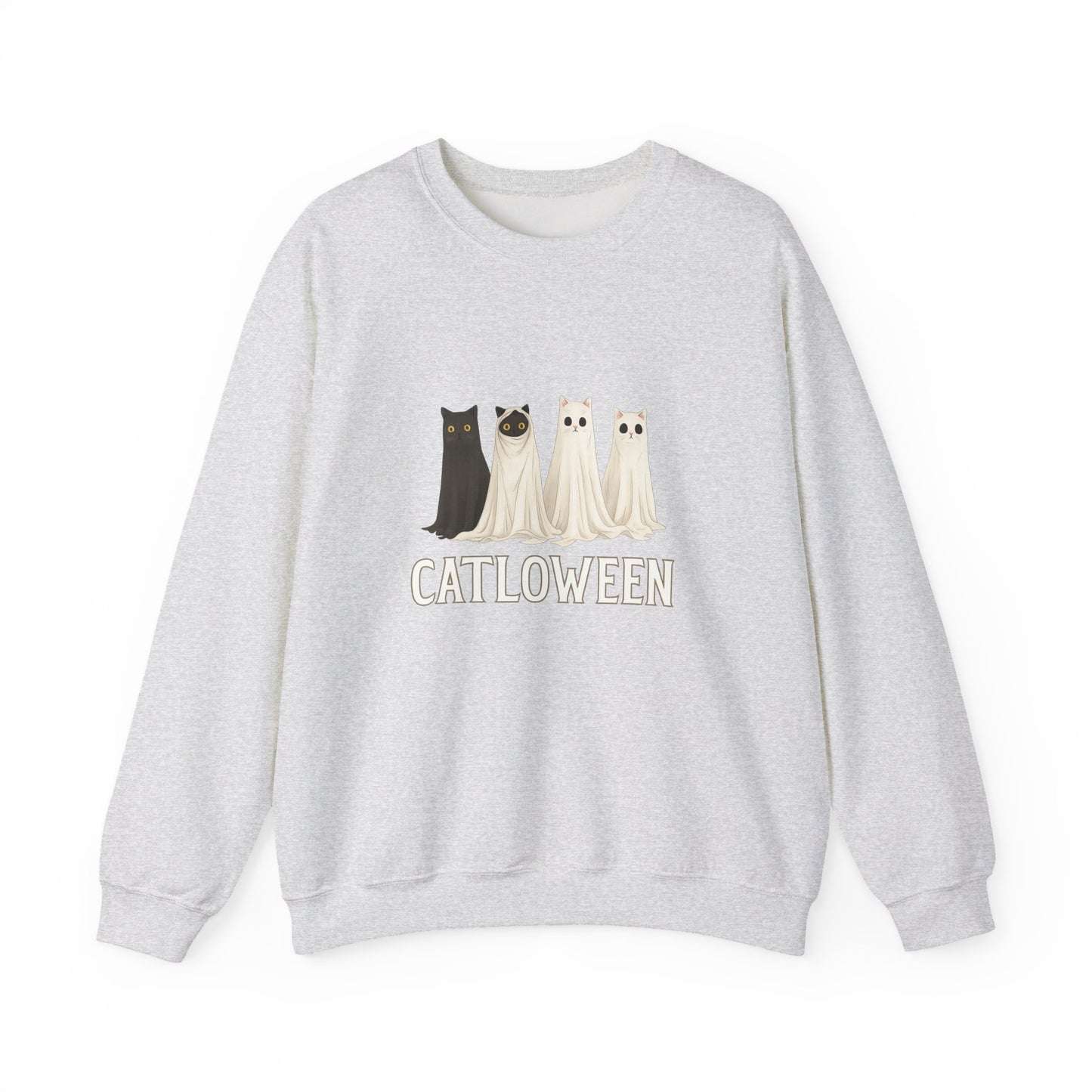 Unisex Heavy Blend™ Catloween Sweatshirt – Cute Ghost Cats Halloween Crewneck | mw1024
