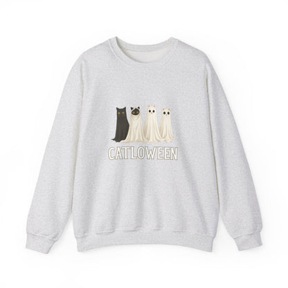 Unisex Heavy Blend™ Catloween Sweatshirt – Cute Ghost Cats Halloween Crewneck | mw1024
