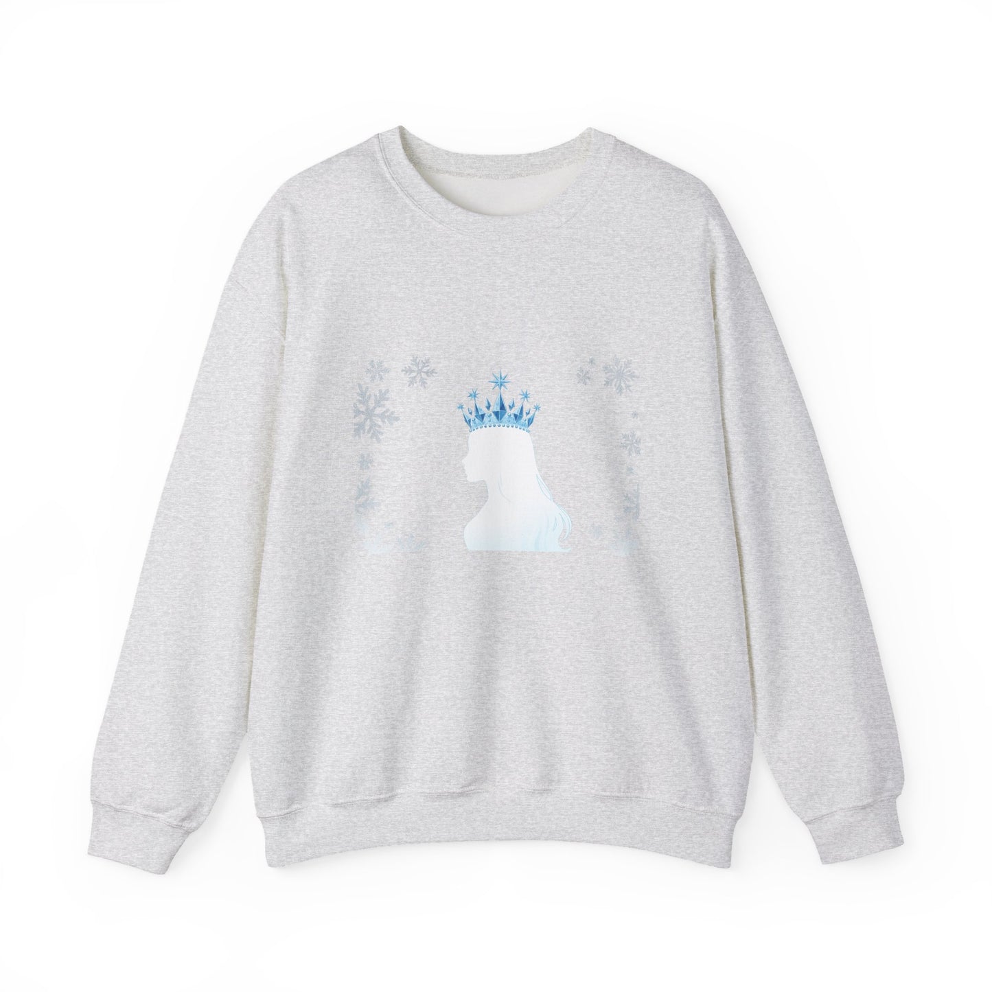 Unisex Heavy Blend™ mw2140 | Ice Queen Silhouette Sweatshirt – Elegant Snowflake Winter Crown Crewneck, Cozy Holiday Gift