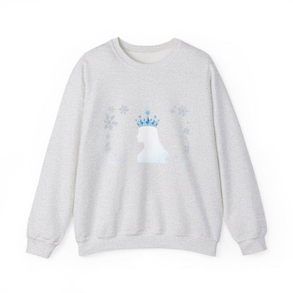 Unisex Heavy Blend™ mw2140 | Ice Queen Silhouette Sweatshirt – Elegant Snowflake Winter Crown Crewneck, Cozy Holiday Gift