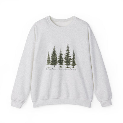 Unisex Heavy Blend™ mw2039 | Winter Wonderland Sweatshirt – Cozy Pine Tree Forest Crewneck | Aesthetic Holiday Winter Pullover